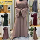 Eid горячая Распродажа популярный простой Нида ткань абайя Дубай мусульманский для женщин хиджаб платье А-силуэта Макси халат кафтан скромная одежда