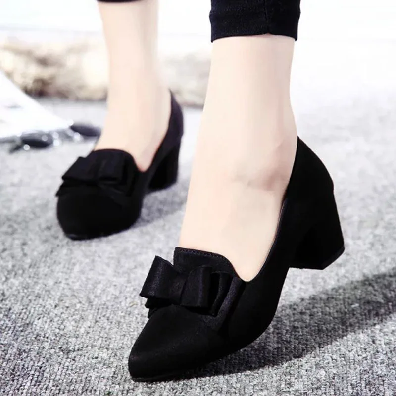 Женские модельные туфли больших размеров 34-41 туфли-лодочки на массивном каблуке