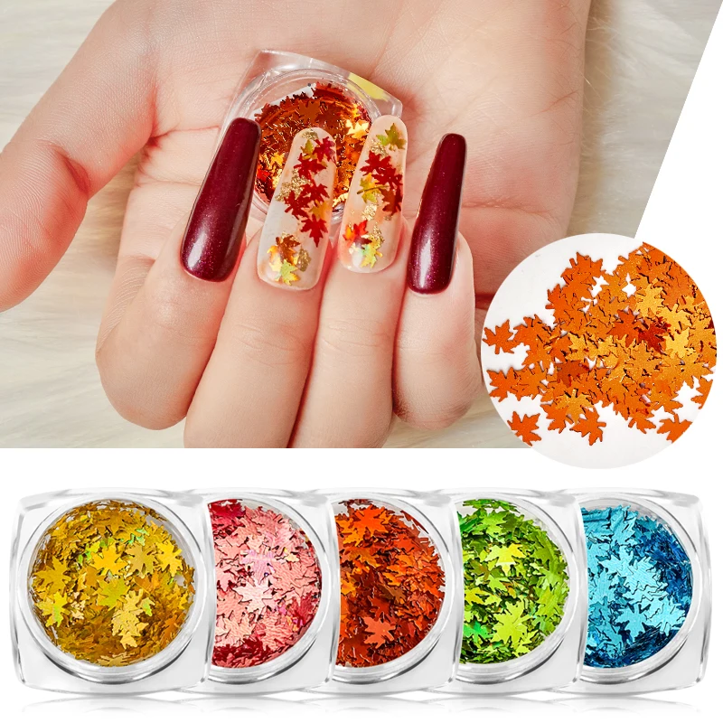 Ультратонкие Блестки для ногтей с кленовыми листьями блестки нестандартные