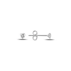 Серебряные серьги Silverlina 3 мм с сердцем из циркония и камнем для помолвки