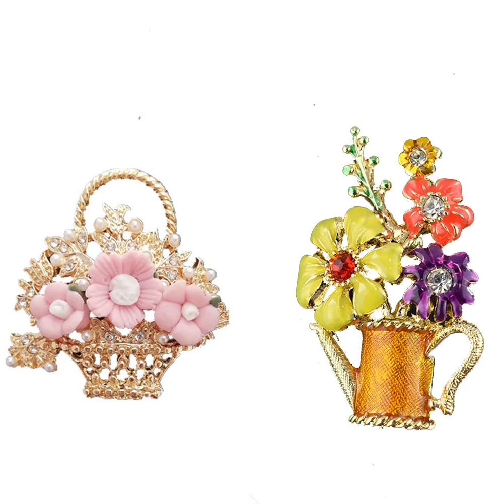 2 шт. женская брошь в виде корзины с цветами|Броши| |