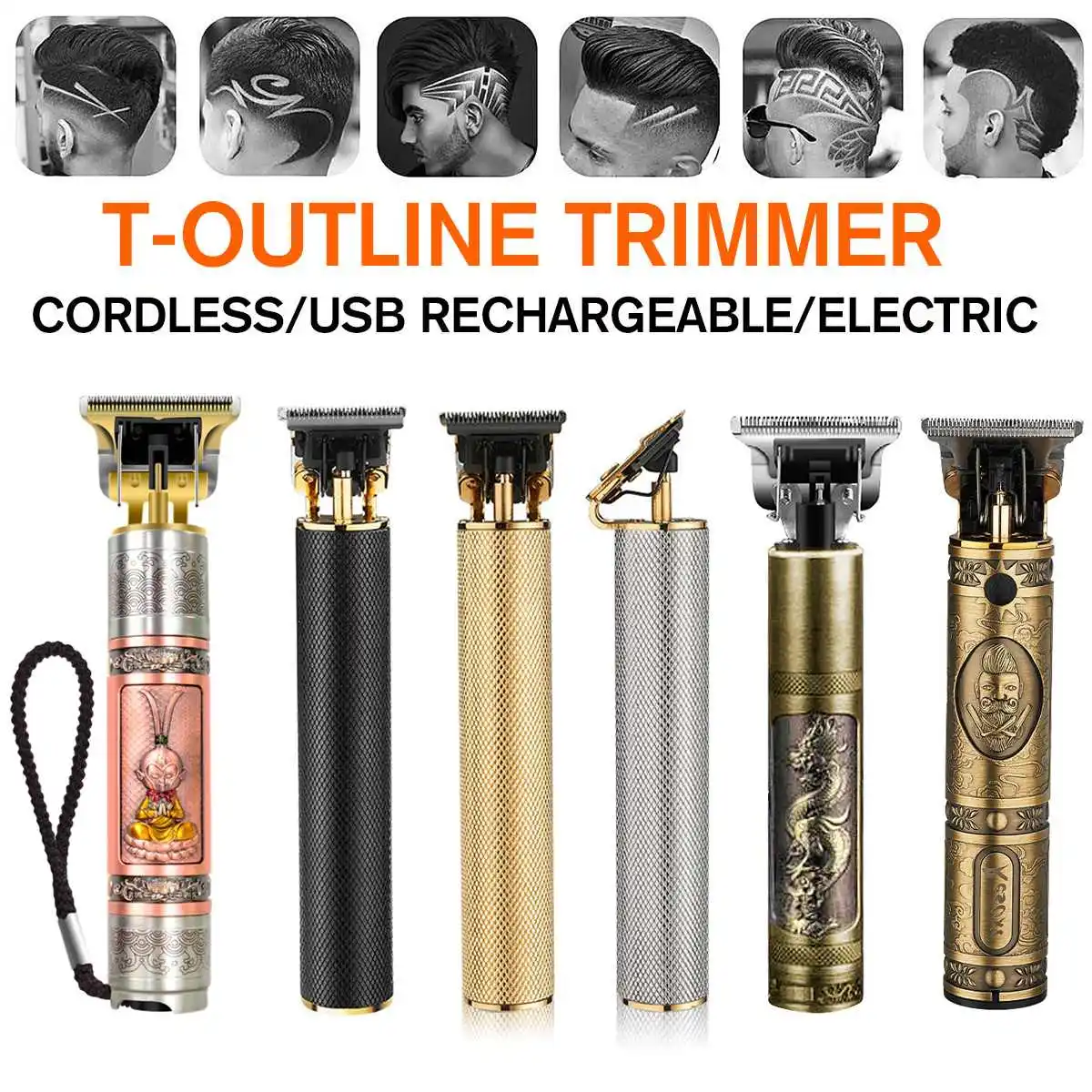

Professional Hair Clipper Barber Haircut Sculpture Cutter Rechargeable Razor Beard Trimmer Adjustable Electric T-Outliner