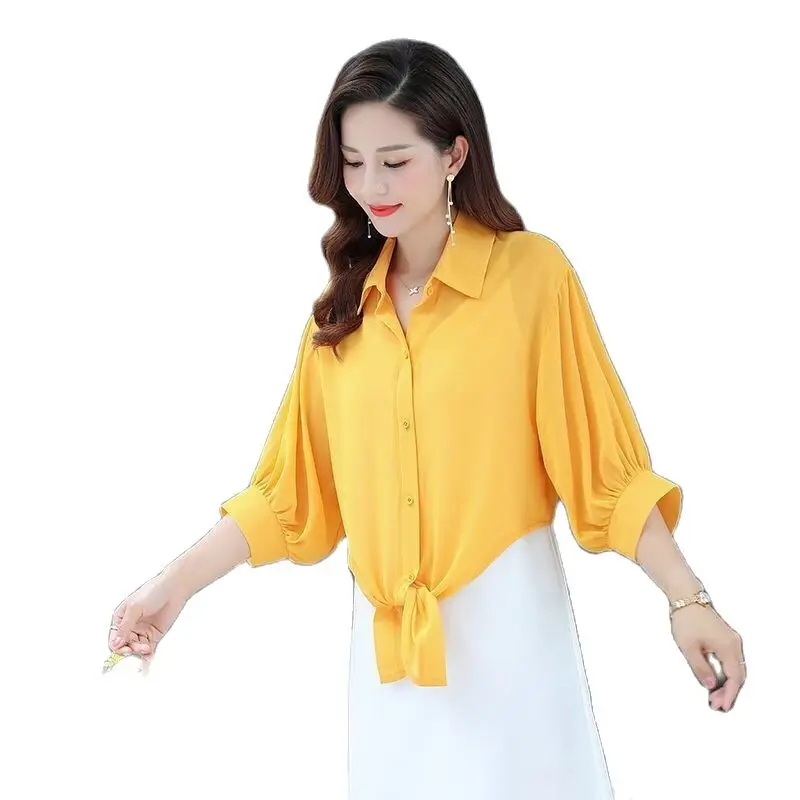 Блузка женская свободного кроя однотонная белая рубашка большого размера топ в