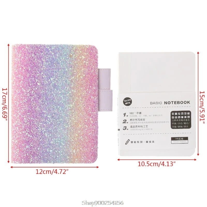 

A6 Sequin Notebook Diary Weekly Planner Journal Agenda Organizer Travelers Faux Leather Cover Book N12 20 Dropship