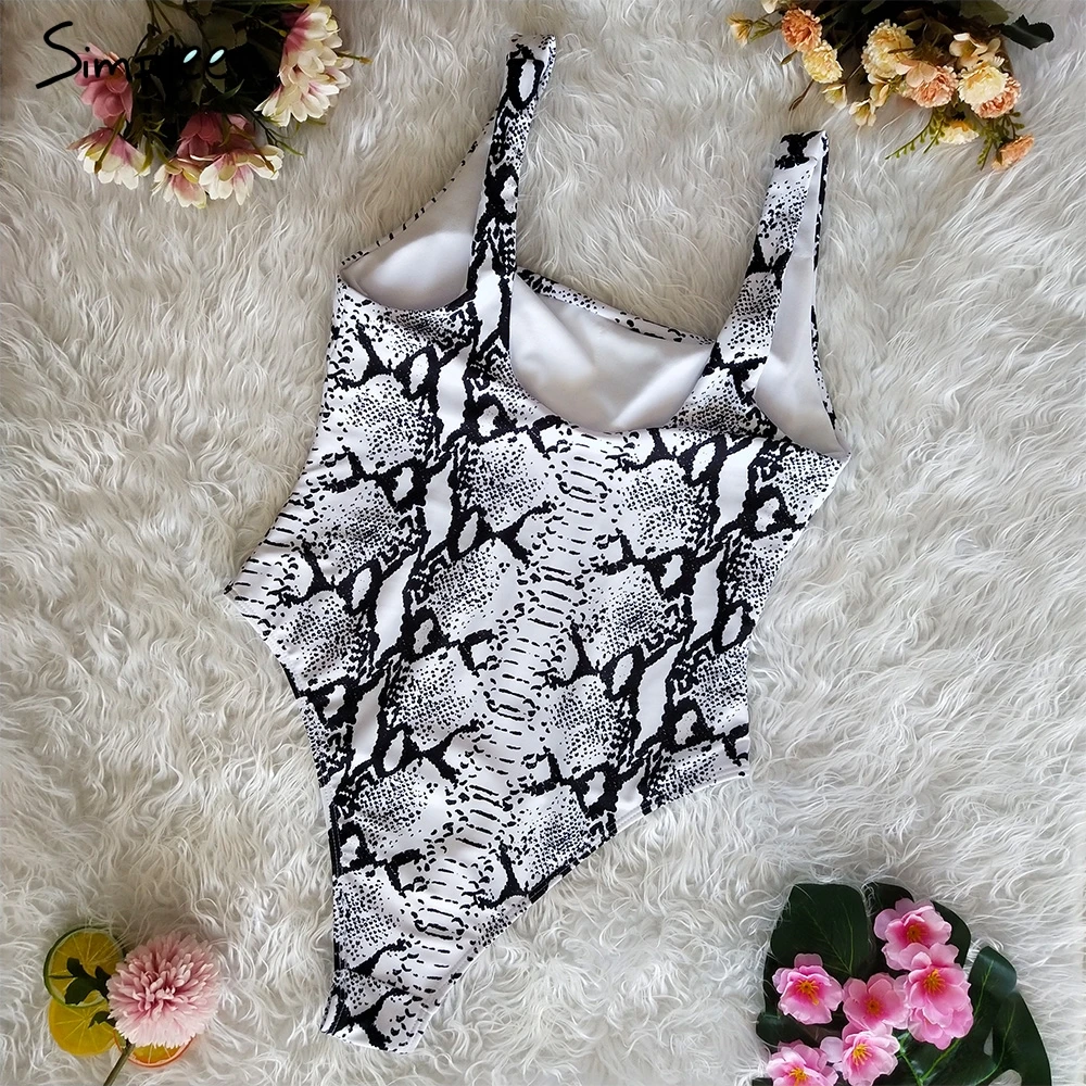 Сексуальный женский купальник Simplee с рисунком леопарда/змеи слитный винтажный