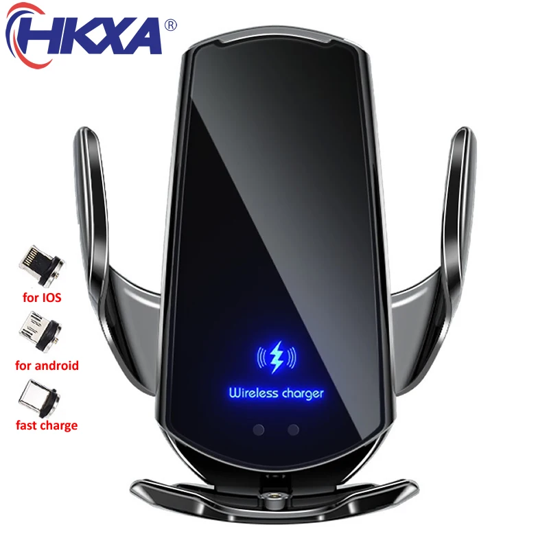 

Automatic 15W Qi Car Wireless Charger for iPhone 13 12 11 XR X 8 Samsung S20 S10 Magnetic USB Infrared Sensor Phone Holder Mount