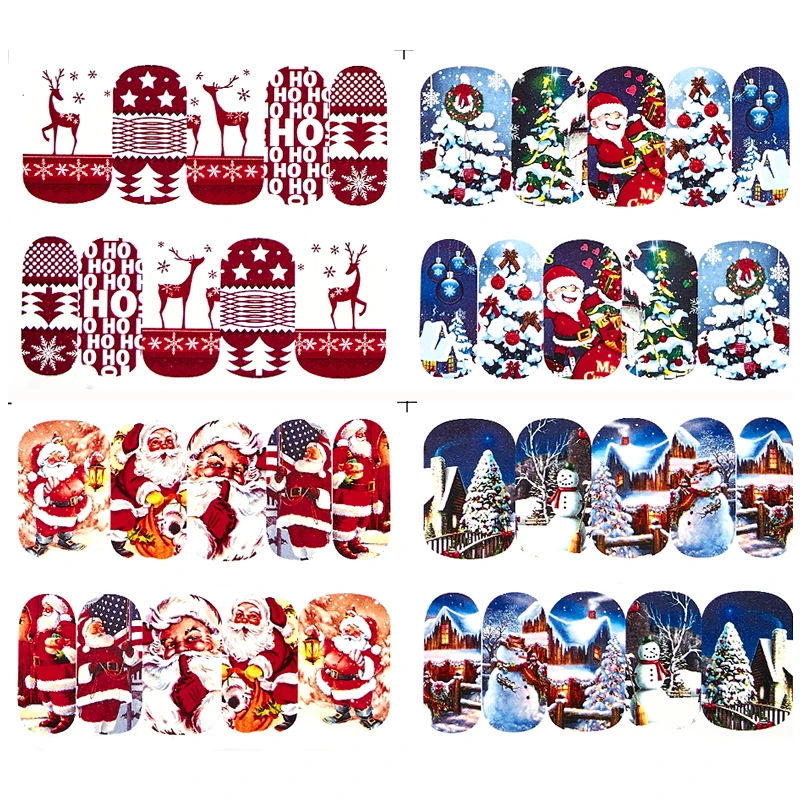 12 дизайнов в 1 наборе рождественские наклейки со снегом яркие обертки переводные