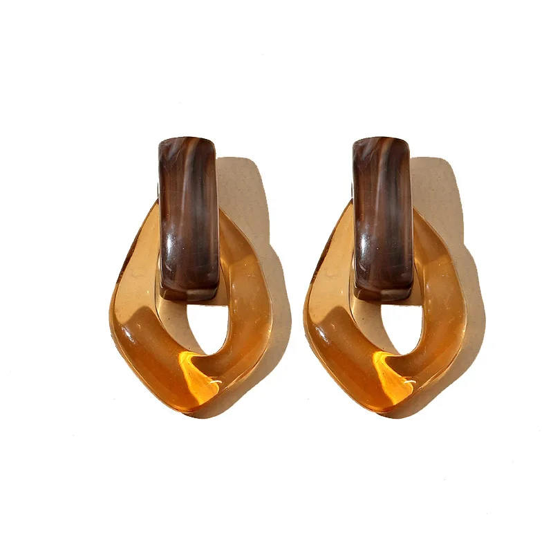 

S925 Retro 2021 New Transparent Resin Earrings Net Red Geometric Earrings Fashion Classic Earrings Female Trend