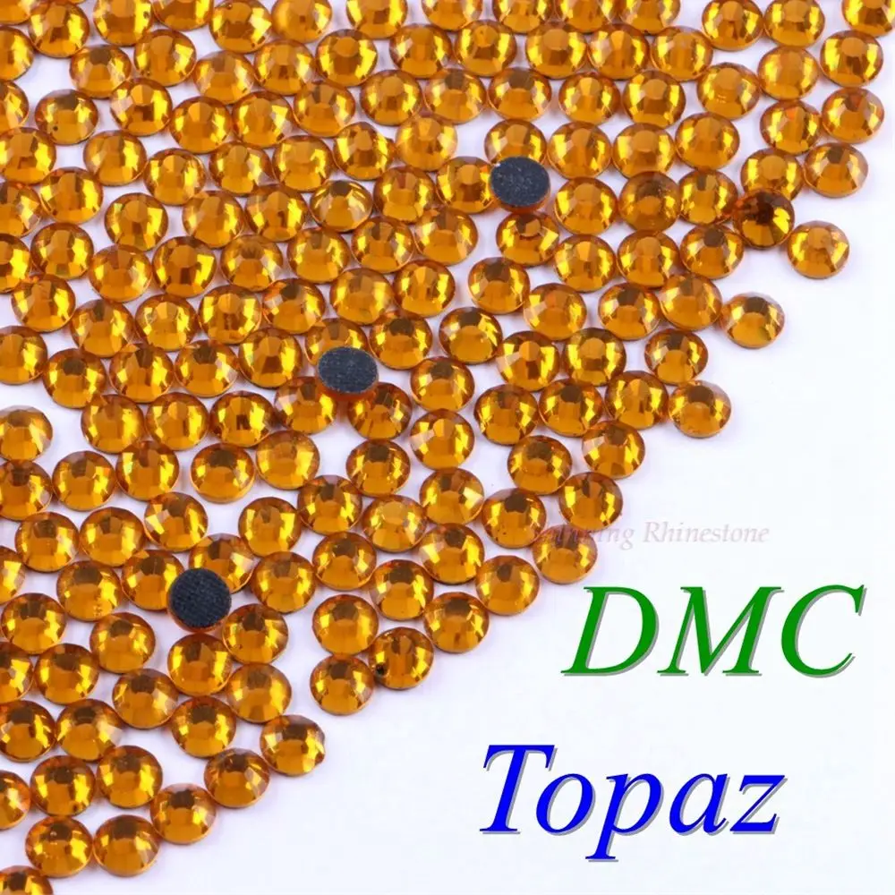 Topaz 42 цвета на выбор! SS6 SS10 SS16 SS20 SS30 смешанные размеры DMC качественные стеклянные кристаллы горячей фиксации Стразы железные Стразы с бриллиантами - Цвет: Topaz