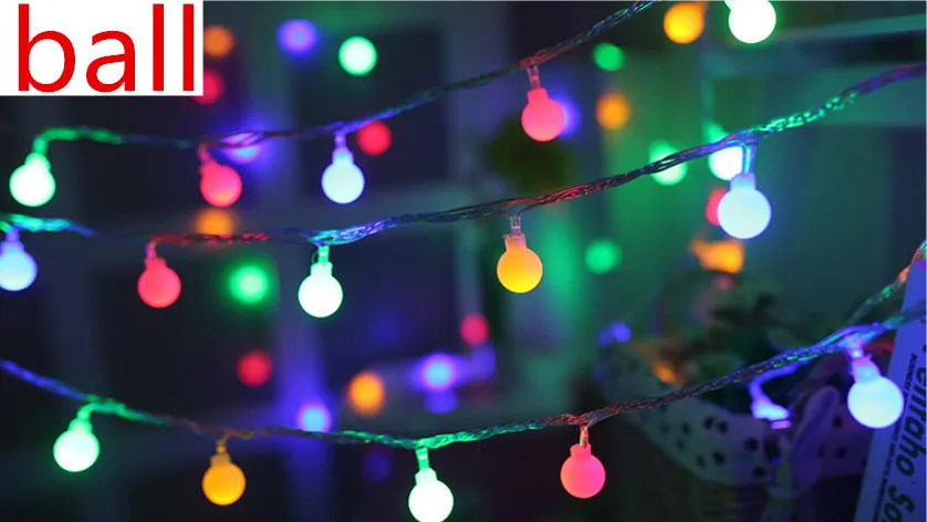 ball Multi Рождественские огни, наружное украшение, 10m100LED гирлянды, Новогодняя гирлянда Noel для свадебной вечеринки, рождественские украшения для дома. J - Цвет: ball Multi