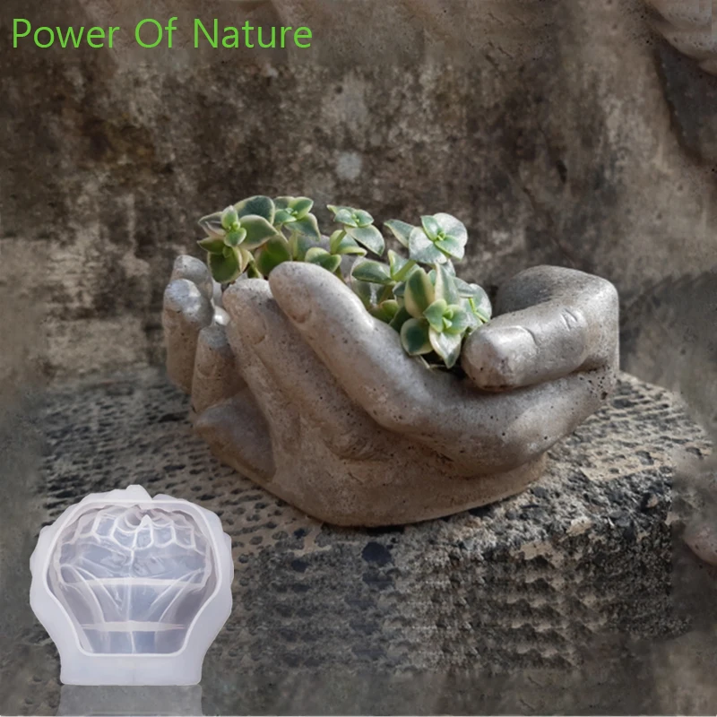 

Double Hands Silicone Mold Concrete Flower Pot Stone Mold Concrete Candlestick Candle Mould Garden Silicone Molds For Cement Pot
