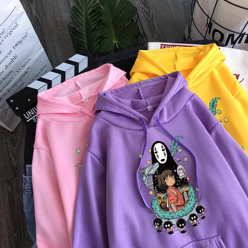 Модные женские толстовки в японском стиле аниме с рисунком из повседневный