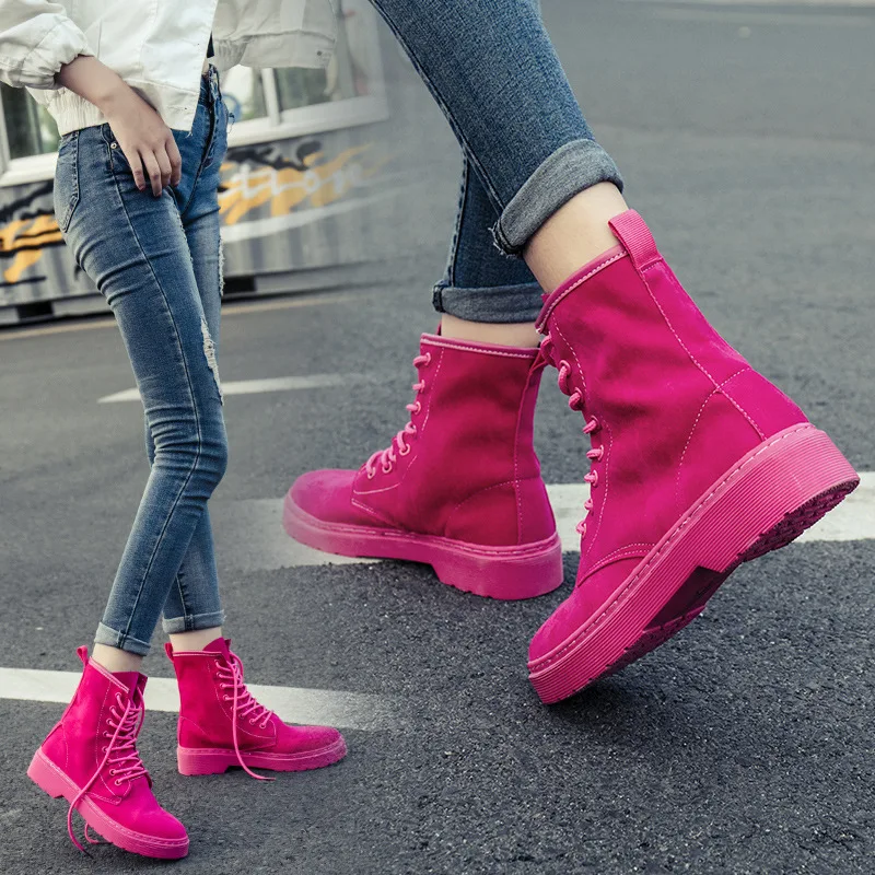 Женские ботинки Осенне-зимняя обувь повседневные низкие Martin Нескользящие теплые