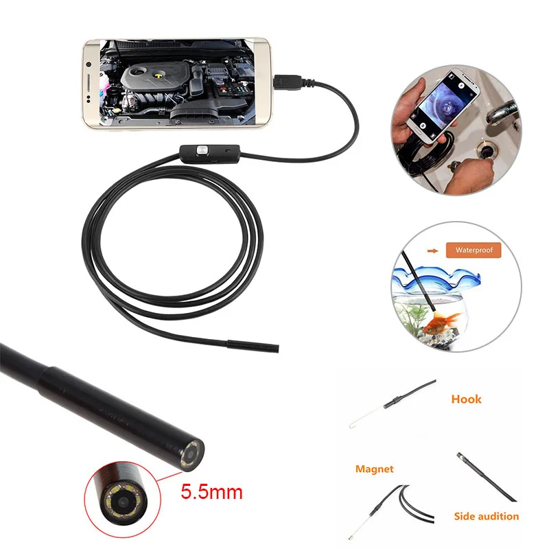 Gizcam 1/1. 5/3. 5 м мм USB эндоскоп с OTG эндоскопа камера в реальном времени видео бороскоп