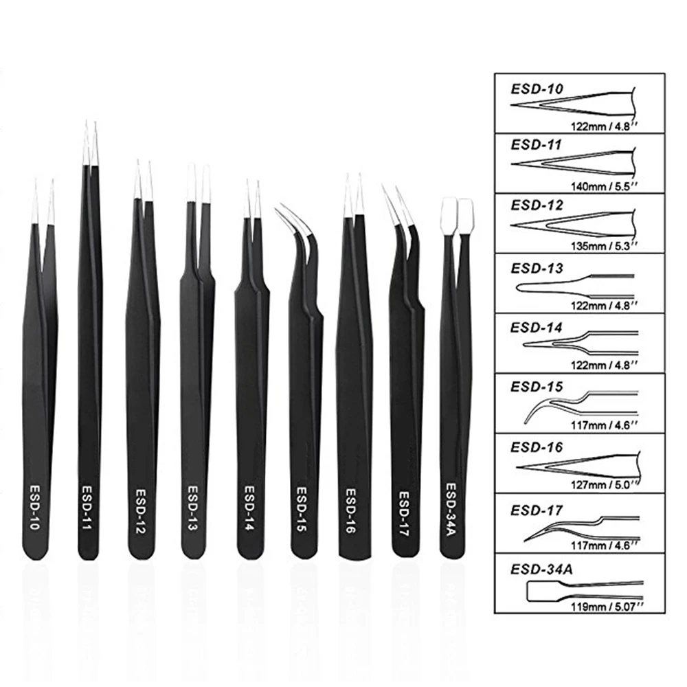 10 шт. Высокоточный Пинцет Набор инструментов антистатический наконечник