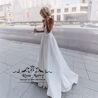 new plus size cheap beach wedding dresses 2021 vestido de novia modest long satin greek style boho white bridal gowns