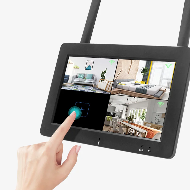 Wheezan Беспроводной безопасности Камера Системы CCTV 1080P Wi-Fi NVR с 7-дюймовым ЖК-дисплей комплект видеонаблюдения Камера s домашний двухстороннее аудио