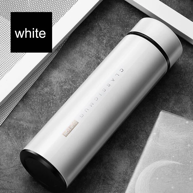 B-WHITE Термос из нержавеющей стали с температурным дисплеем, интеллектуальная термоизоляционная вакуумная колба, бутылка для воды Smart Termos - Цвет: B-WHITE