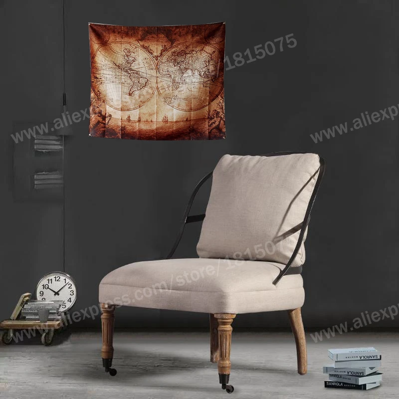 Ретро-карта Баннер полиэстер 122*150 см Подвеска на стену 4 люверса пользовательский