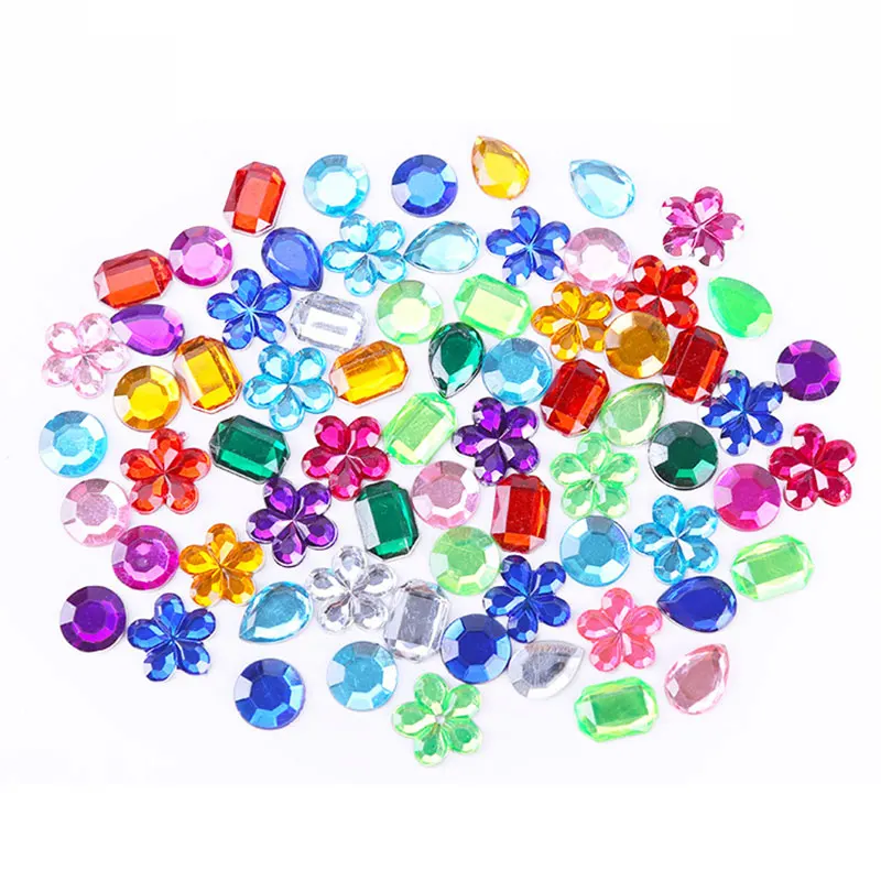 

200Pcs Acrylic Decoration Kindergarten Kids Art Hand-made Art Materials DIY Colored Acrylic Diamonds Decoration Accessories