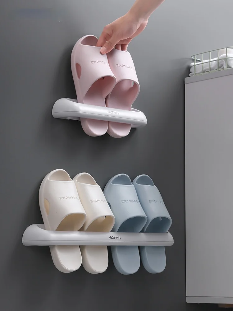 

TT Bathroom Slipper Rack Wall-Mounted Toilet Shoe Storage Fantastic Toilet Punch-Free Shoe Rack