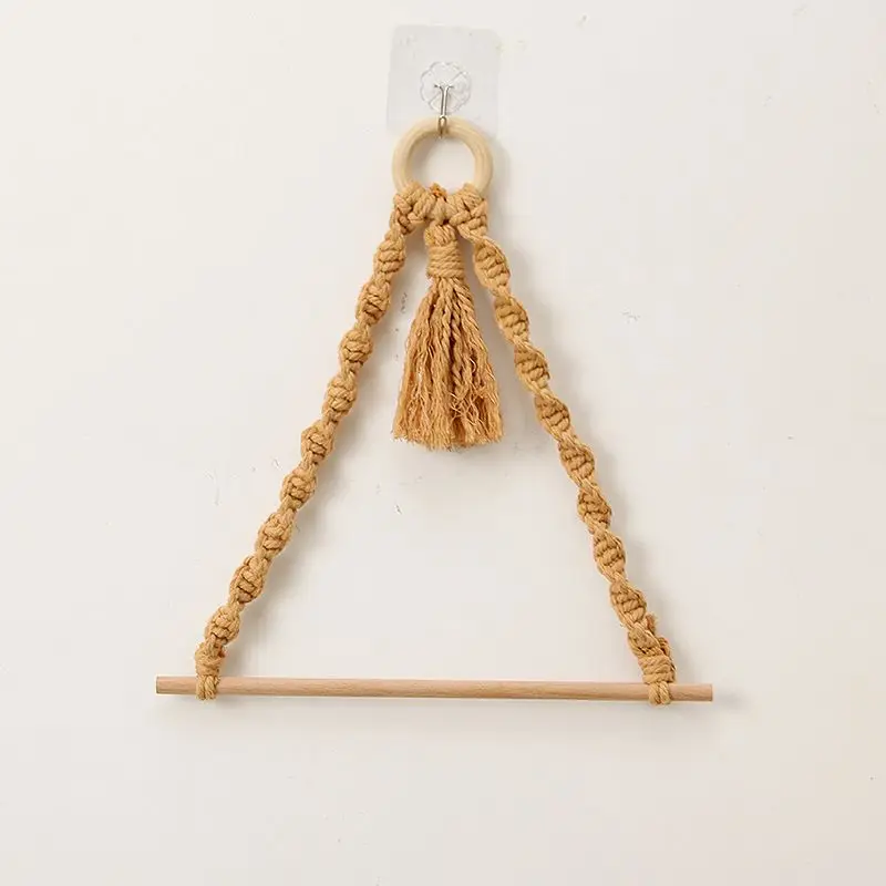 

Towel Rack Wall Decoration Apricot Cotton Rope Hand-woven Paper Towel Rack