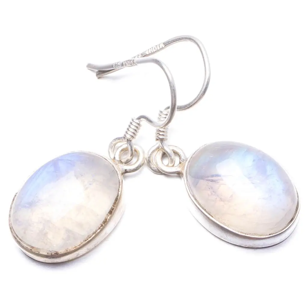 Натуральный Радужный Лунный Камень ручной работы Уникальные 925 пробы серебряные