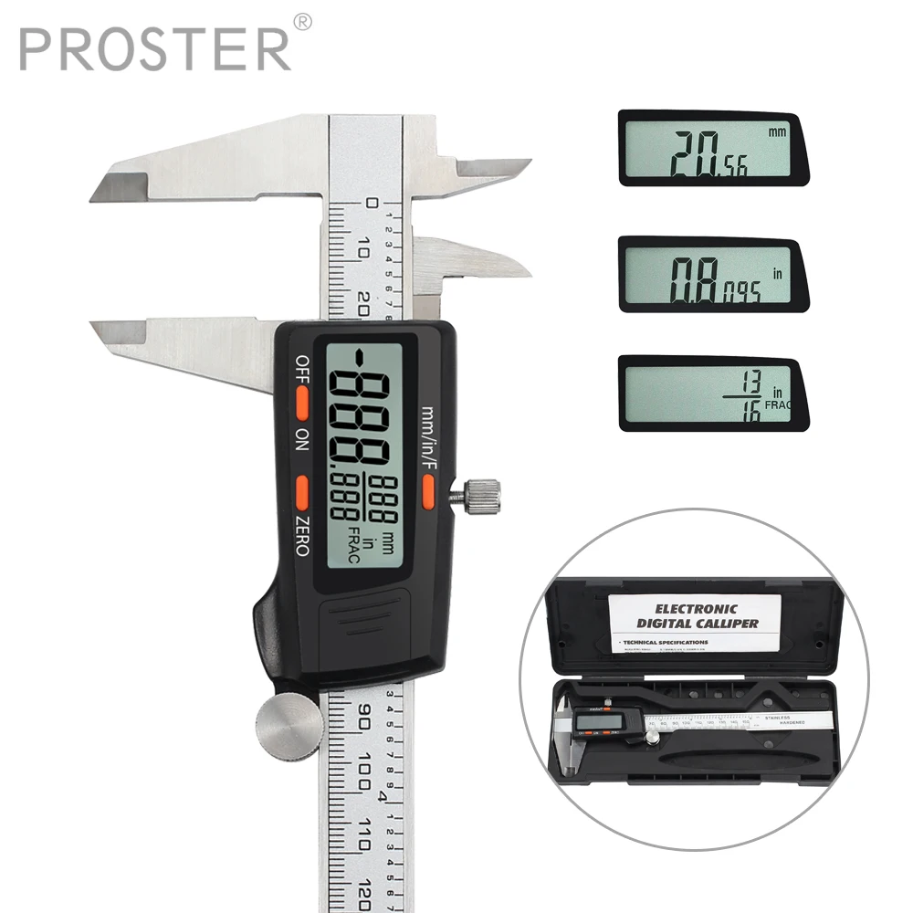 Proster 150 мм Цифровой Штангенциркуль с нониусом из нержавеющей Нержавеющая сталь