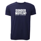Бесплатная доставка, 2019 мужчин, печать, офис, TV Show Dunder Mifflin, бумажная белая рубашка с короткими рукавами, o-cou Harajuku S