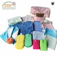 18pcs set cleaning supplies gift bag microfiber kitchen towels glass scouring pad sponges household rags bathroom cleaning tools