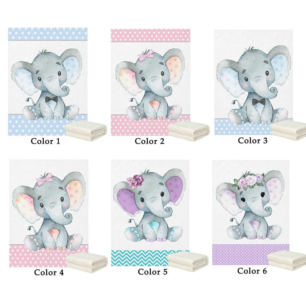 

LVYZIHO Cute Blue, Pink, Purple Elephant Baby Boy / Girl Blanket - 30x40 / 48x60 / 60x80 Inches - Fleece Blanket