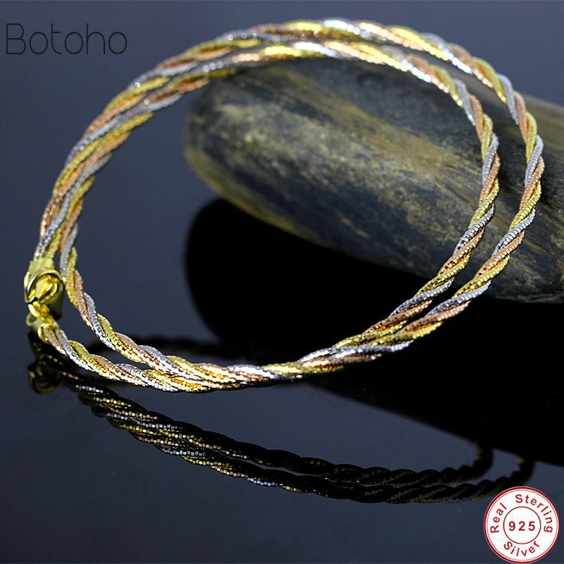 

The character of silver S925 silver jewelry crafts Italy fashion lady twist Necklace Gold free delivery Colored necklace gift