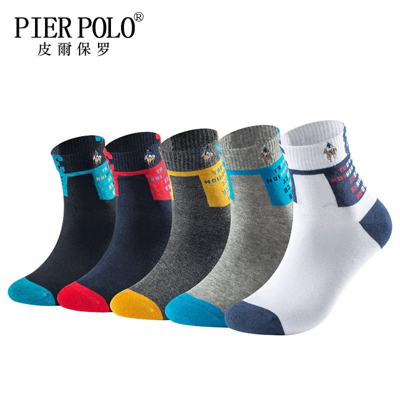 5 пар/лот Высококачественная брендовая одежда Pier Polo модные Повседневное хлопковые носки Бизнес вышивка Для мужчин носки от производителя;
