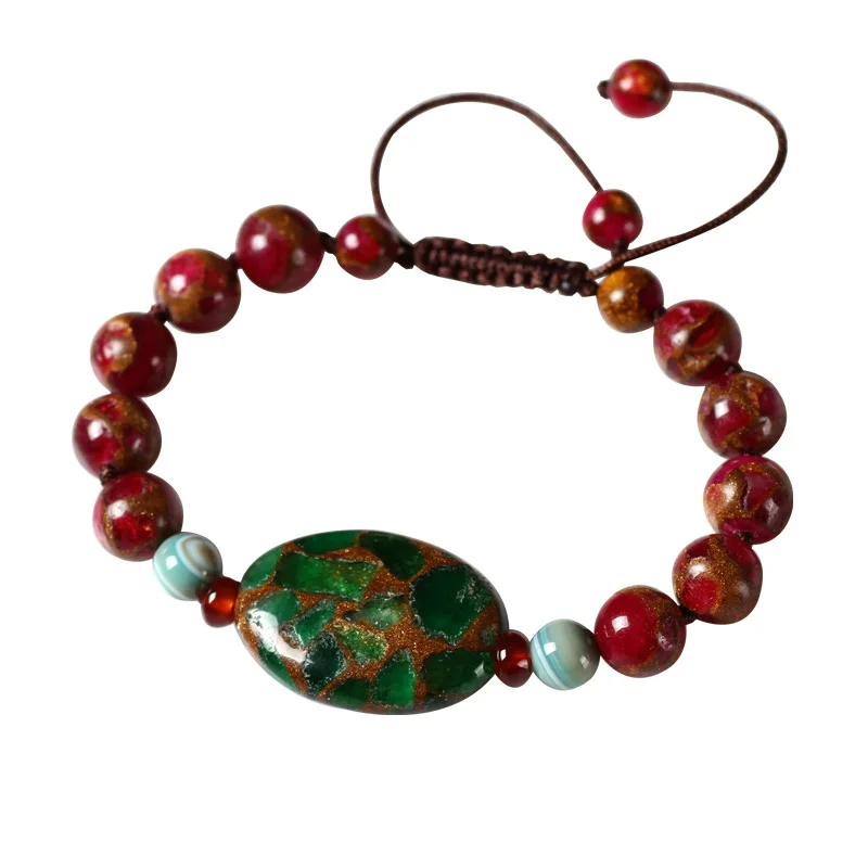 Новый оригинальный браслет с фиолетовыми кристаллами этнический ручной работы