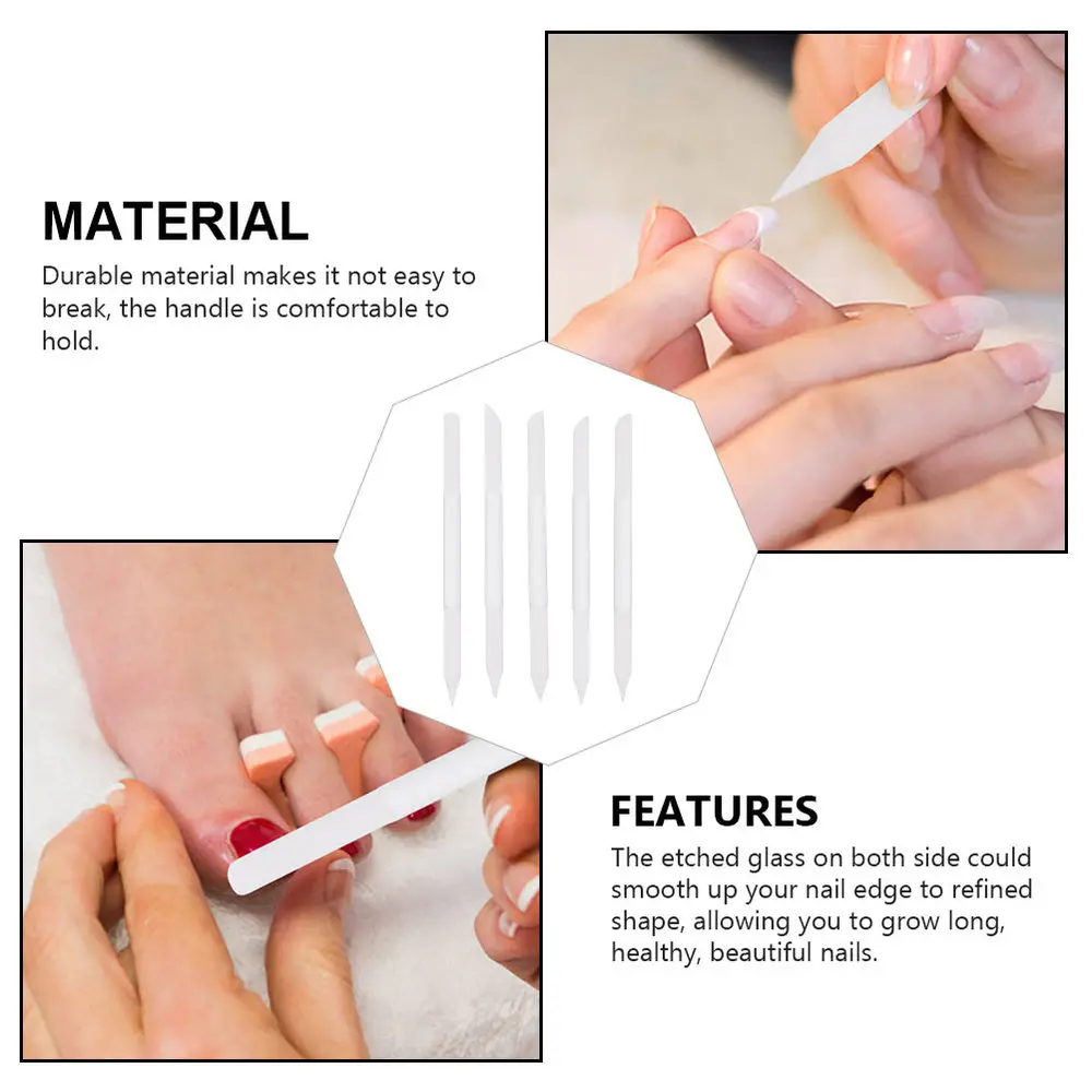 

5pcs Crystal Glass Nail File Manicure Pedicure Cuticle Remover Files Set