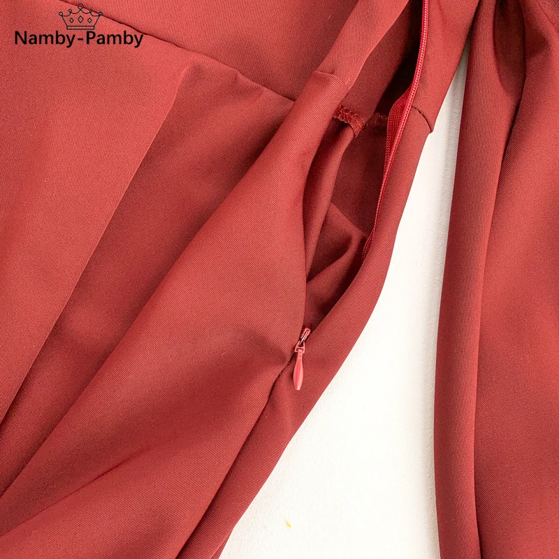 

Women's Spring Autumn 2020 New Dress Hollow Shoulder Ruffled Puff Sleeve A-line Dress Women Empire Slash Neck Short Dress ML733