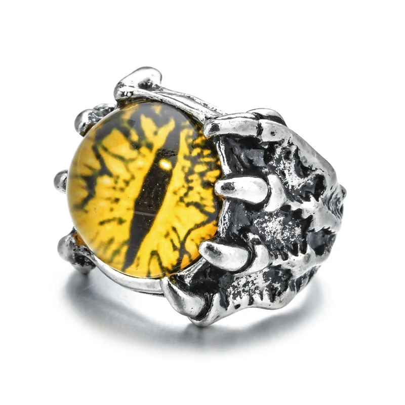 

Punk Vintage Men Retro Dragon Claw Evil Eyes Rings Devil Eyeball Snake Animal Male Crystal Finger Ring Jewelry Halloween Gifts