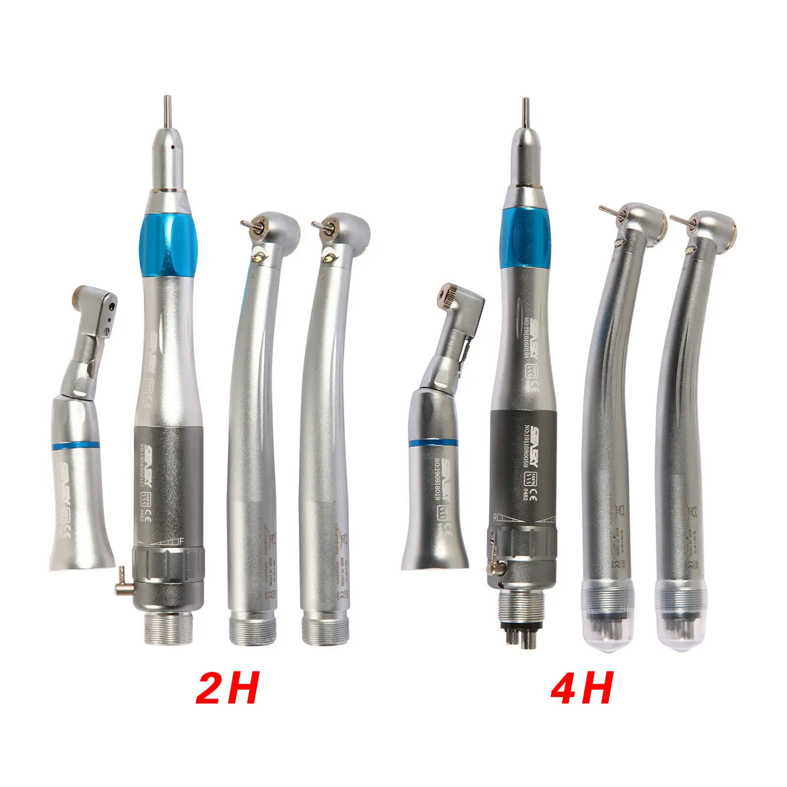Dental E-generator LED Fiber Optic High/Low Speed Straight Contra Angle 2/4Hole Air Motor Handpiece Kit Fit Nsk