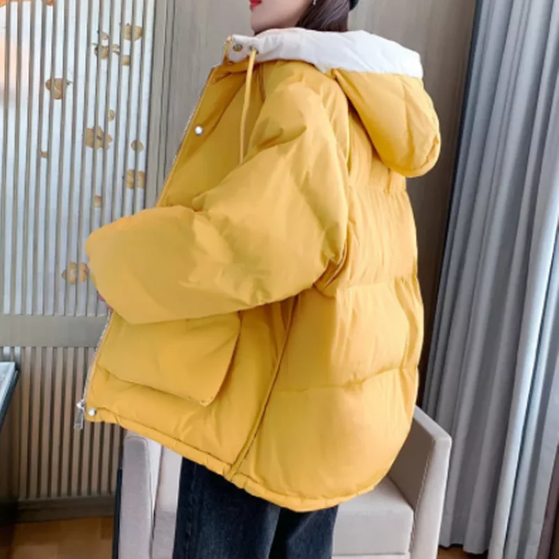 

Women's Clothes Short Loose Women's Down Padded Jacket Thickened Hooded Winter Female Coat