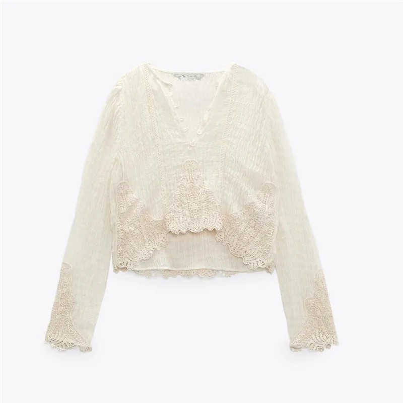 

Женская свободная рубашка ZA, повседневная приталенная рубашка с длинным рукавом в европейском и американском стиле ретро, лето 2021