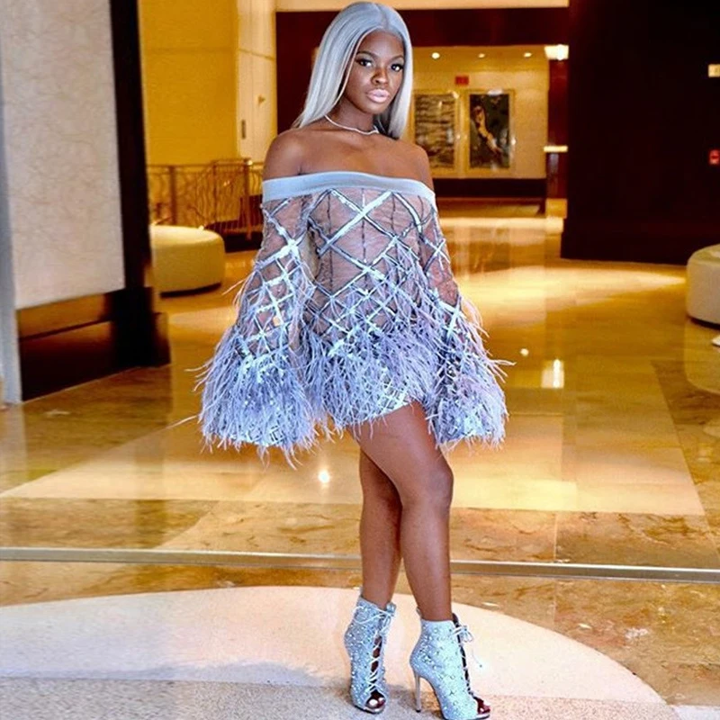 Slaygirl, сексуальное женское платье с блестками, Модные осенние вечерние платья бодикон, пэтчворк платье без бретелек, платье для ночного клуба, Vestidos