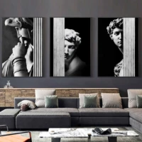 modern david statue sculpture canvas painting on the wall art posters prints black and white figure picture home decorations