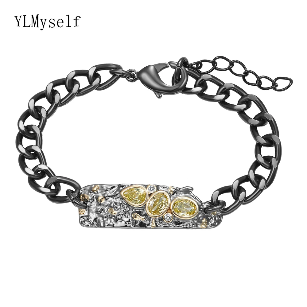 Браслет-цепочка унисекс с фианитом для мужчин и женщин | Украшения аксессуары