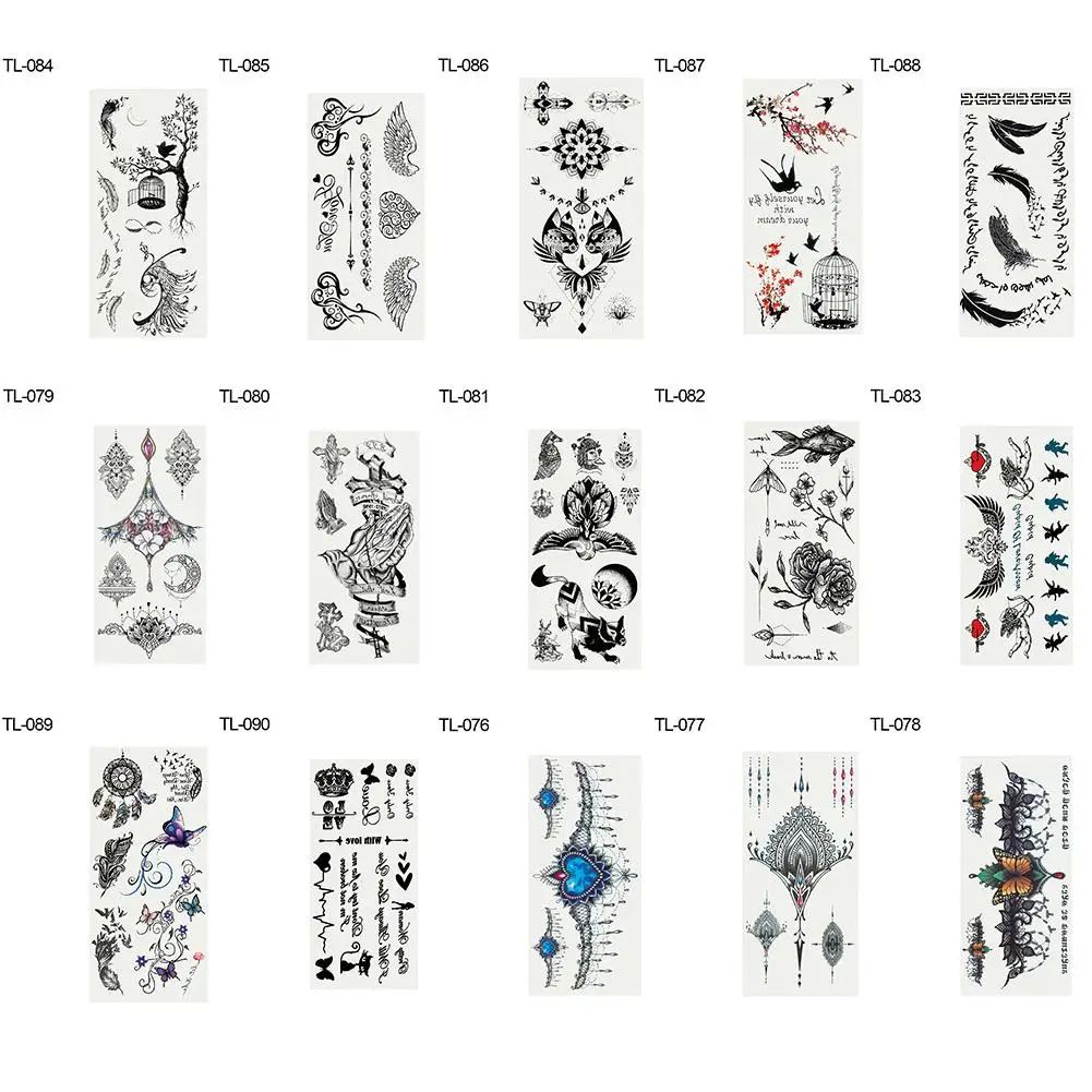 Боди-арт Съемные с деревом перо птица Мода временные фальшивые татуировки