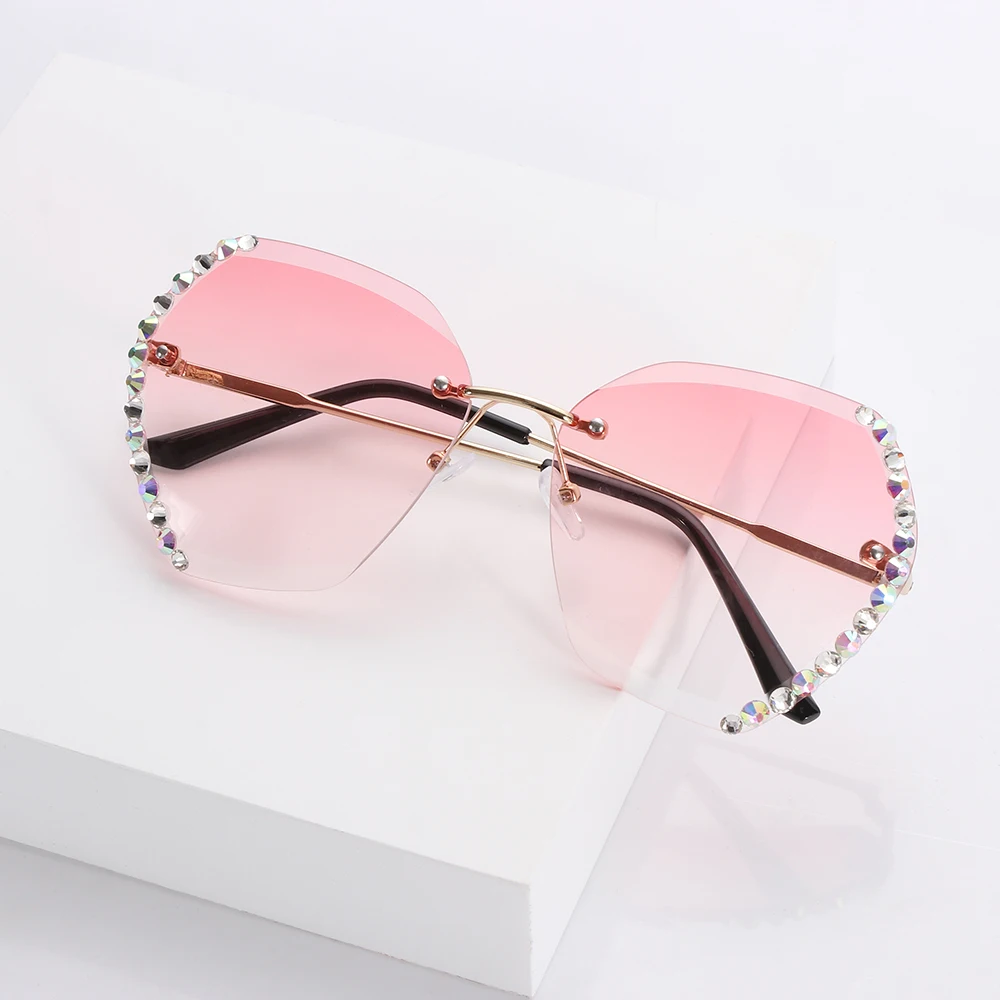 Солнцезащитные очки без оправы унисекс квадратные с градиентными линзами в