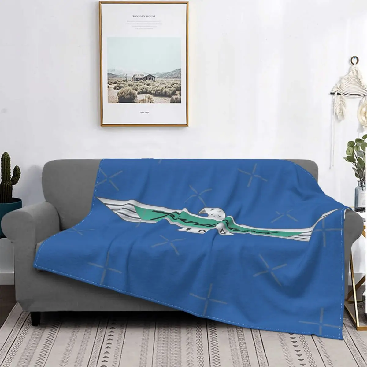 

Manta con emblema de Ford Thunderbird, colcha para cama a cuadros, manta doble a cuadros de muselina, colcha de verano