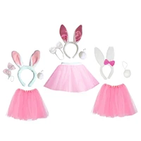 easter bunny costume set rabbit ears headband bowtie tail with pink tutu skirt 83xf