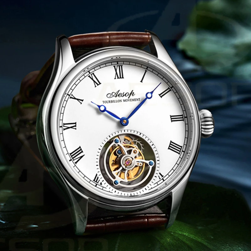 Tourbillon часы Aesop хронограф Tourbillion Move Мужские t скелетоны водонепроницаемые из