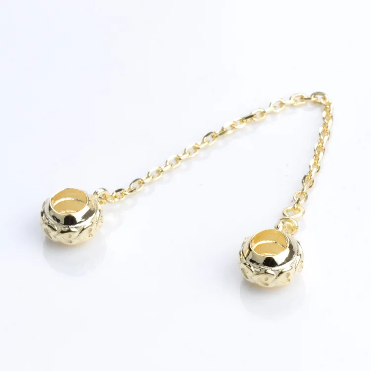 

Hot Sale S925 Sterling Silver Heart to Heart Safety Chain Charm Fit Original Beads Bracelet Jewelry