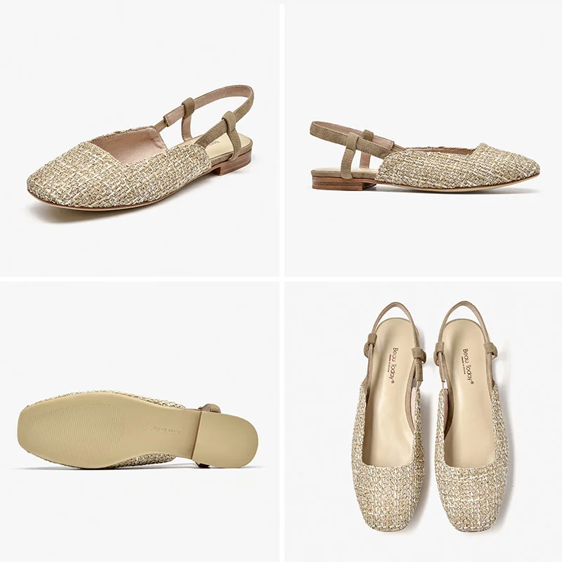 Женские замшевые босоножки BeauToday клетчатые с квадратным носком и эластичным